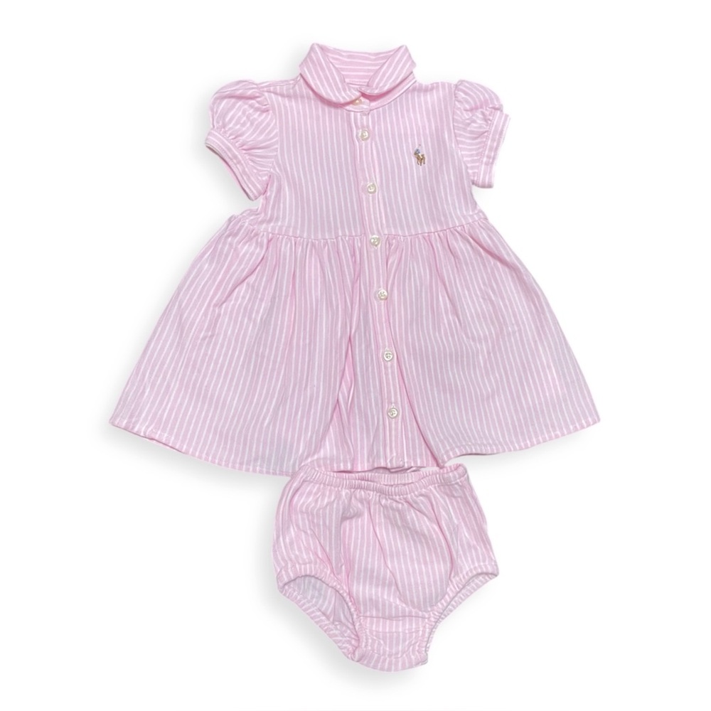 NWOT RALPH LAUREN Knit Oxford Dress and Bloomer Baby Girl’s size 6M